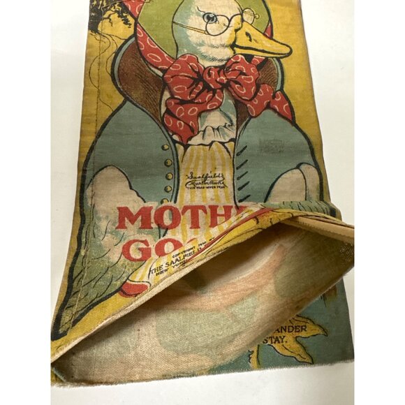 Antique 1910 Mother Goose & Gander Fabric Muslin Cloth Book Saalfield Publishing - Picture 3 of 9